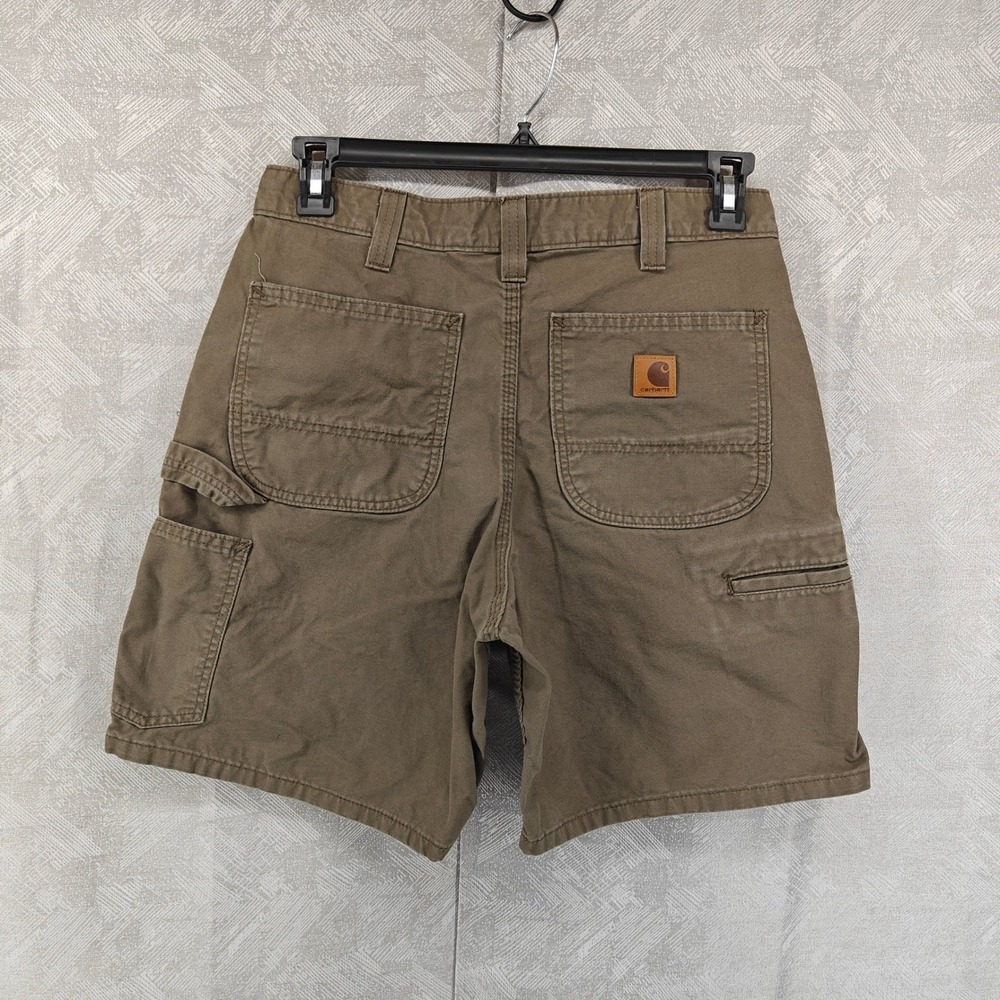 Vintage Carhartt Canvas Carpenter Shorts Men 32 Brown B144-LBR Workwear Utility - Picture 1 of 8